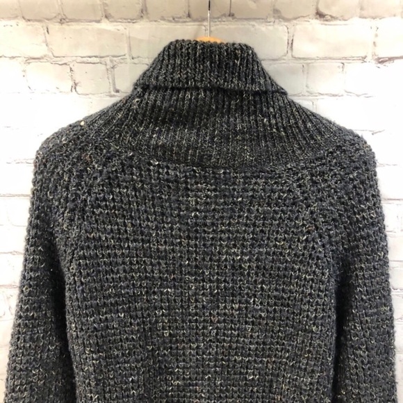 Free People Dylan Tweedy Turtleneck Sweater Gray Size XS Long Sleeve Waffle Knit - Picture 5 of 8